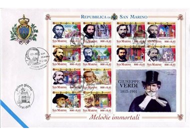 FDC SAN MARINO 2001 Giuseppe Verdi s/s 1 Envelope nv