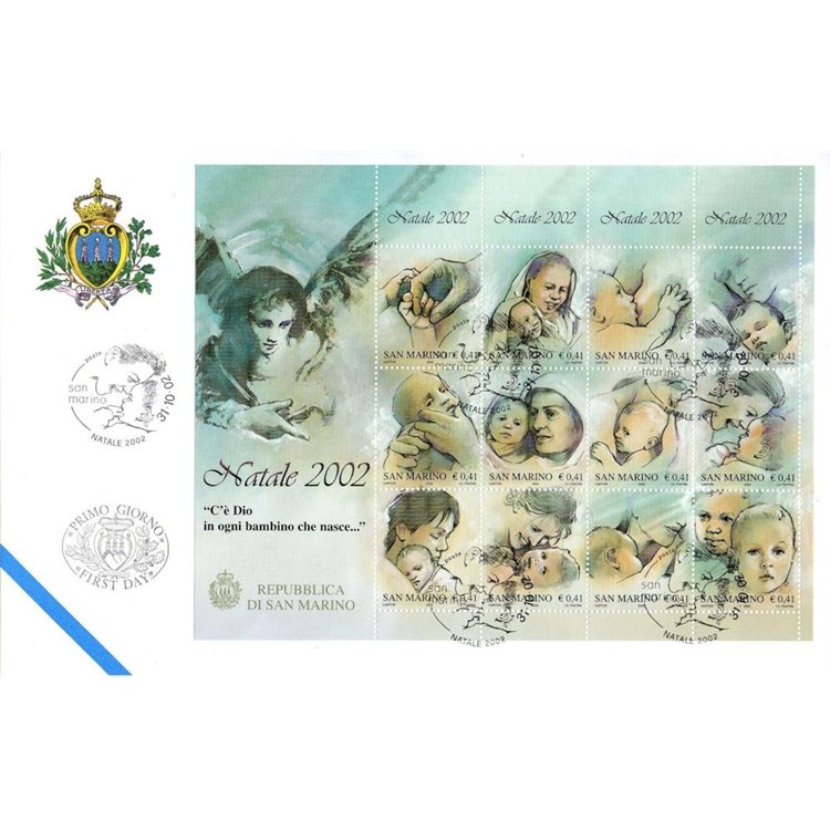 FDC SAN MARINO 2002 Natale BF 1 Busta nv