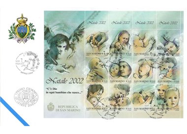 FDC SAN MARINO 2002 Natale BF 1 Busta nv
