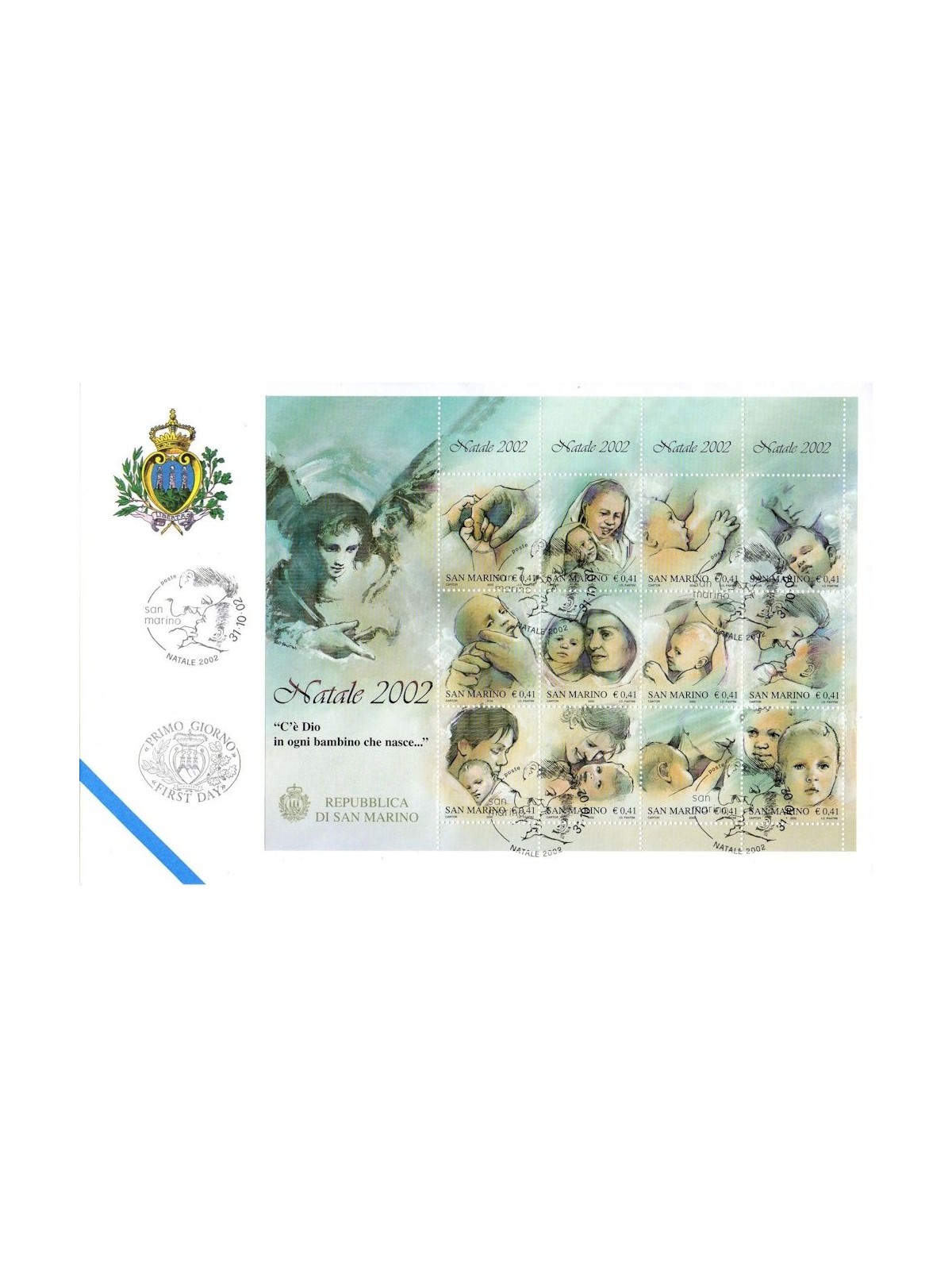 FDC SAN MARINO 2002 Christmas s/s 1 Envelope nv