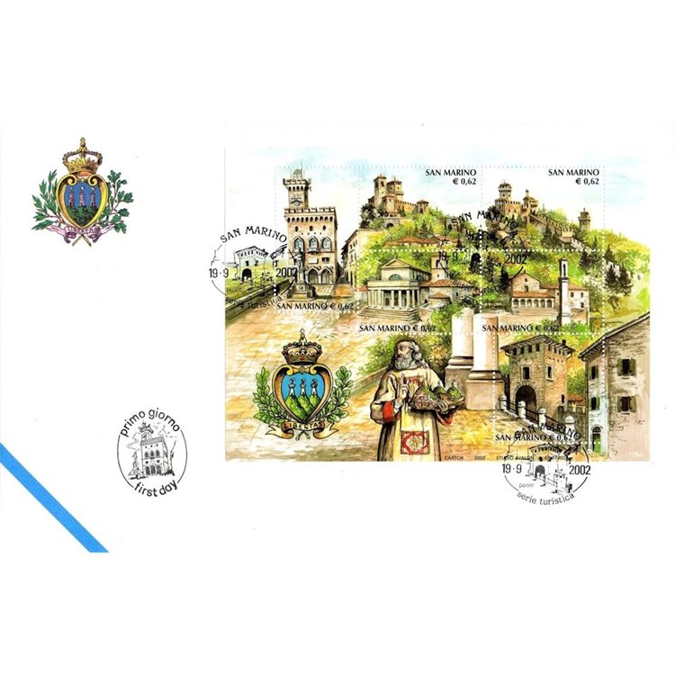 FDC SAN MARINO 2002 Tourist series s/s 1 Envelope nv