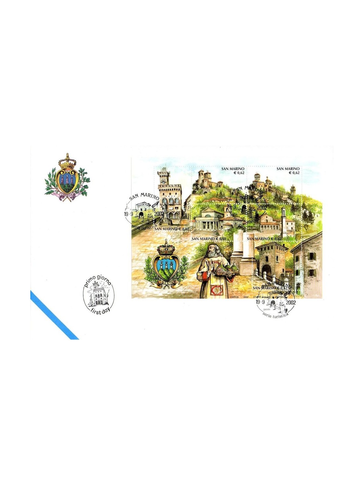FDC SAN MARINO 2002 Tourist series s/s 1 Envelope nv