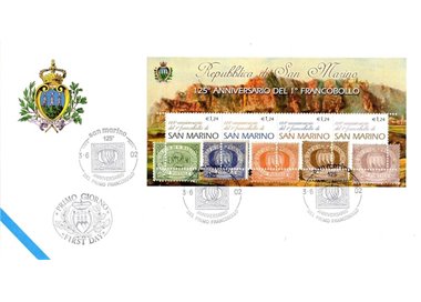 FDC SAN MARINO 2002 Anniversario del primo francobollo BF 1 Busta nv