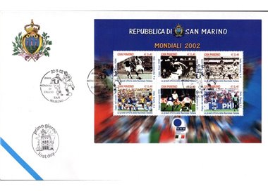 FDC SAN MARINO 2002 Mondiali di calcio BF 1 Busta nv