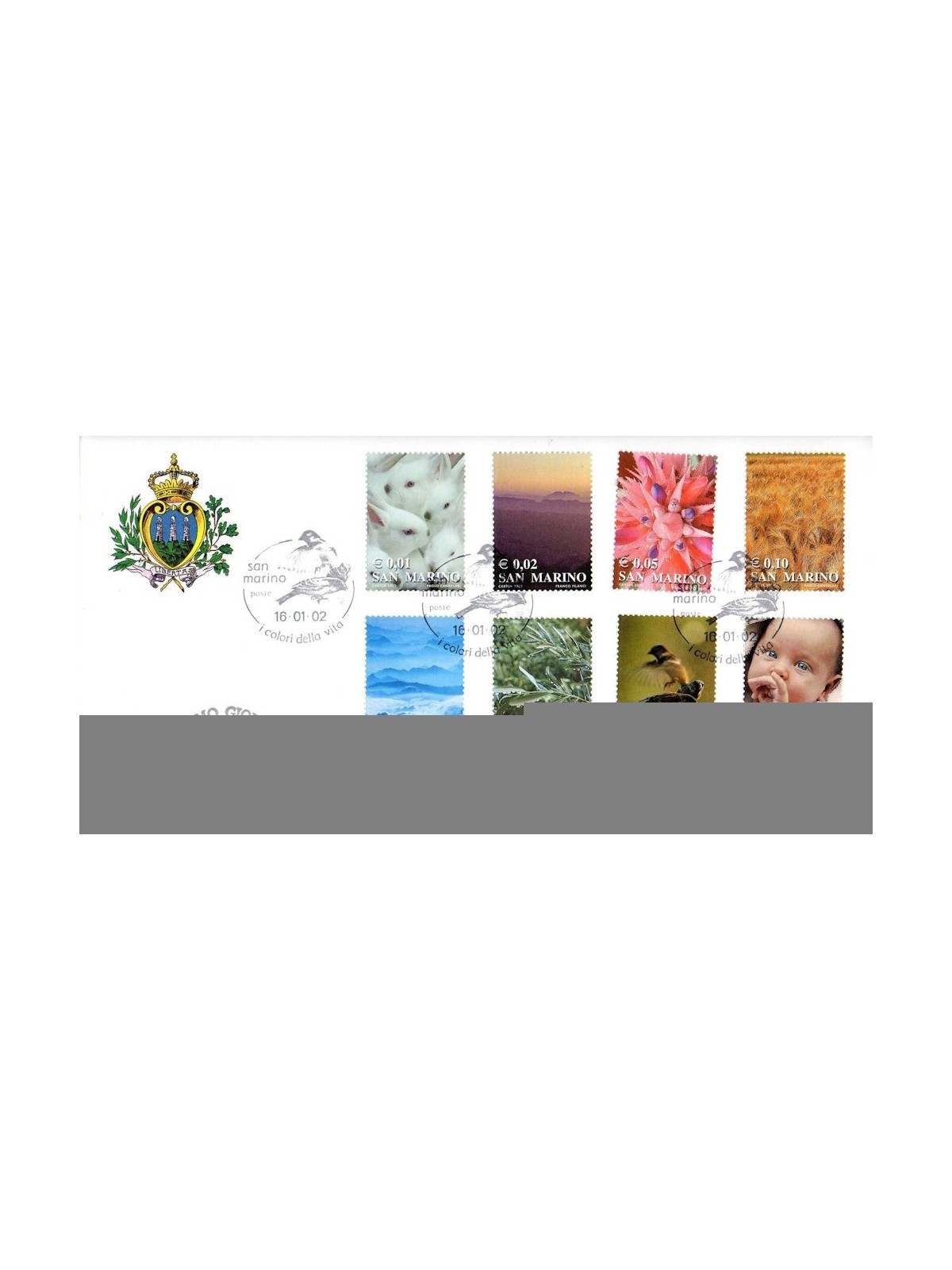 FDC SAN MARINO 2002 The colors of life 1 envelope nv