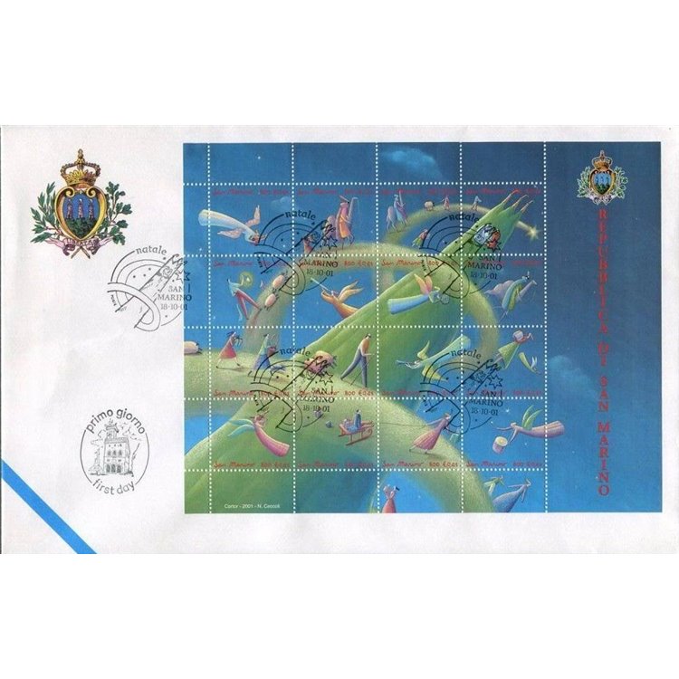 FDC SAN MARINO 2001 Natale BF 1 Busta nv