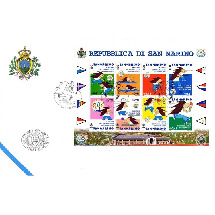 FDC SAN MARINO 2001 Giochi dei Piccoli Stati BF 1 Busta nv