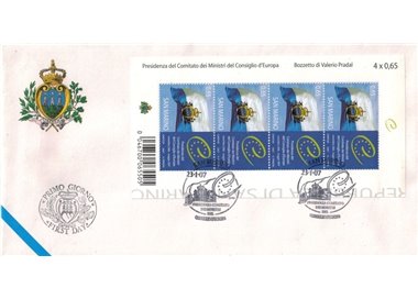 FDC SAN MARINO 2007 Presidenza Consiglio d’Europa BF 1 Busta nv