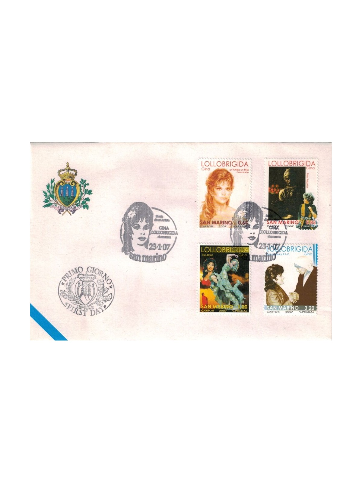 FDC SAN MARINO 2007 Gina Lollobrigida 1 Envelope nv
