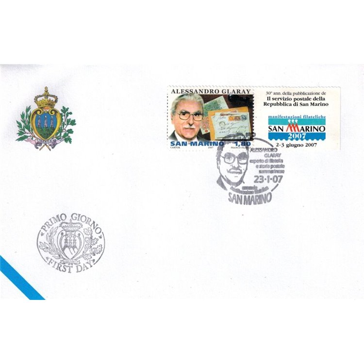 FDC SAN MARINO 2007 Alessandro Glaray 1 Busta nv