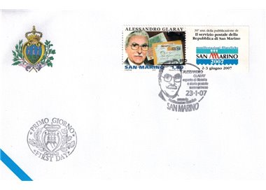 FDC SAN MARINO 2007 Alessandro Glaray 1 Envelope nv