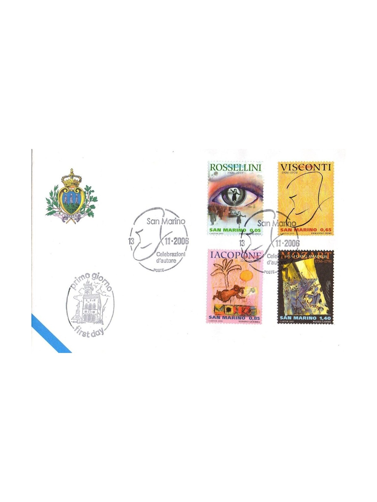 FDC SAN MARINO 2006 Author's Celebrations 1 Envelope nv