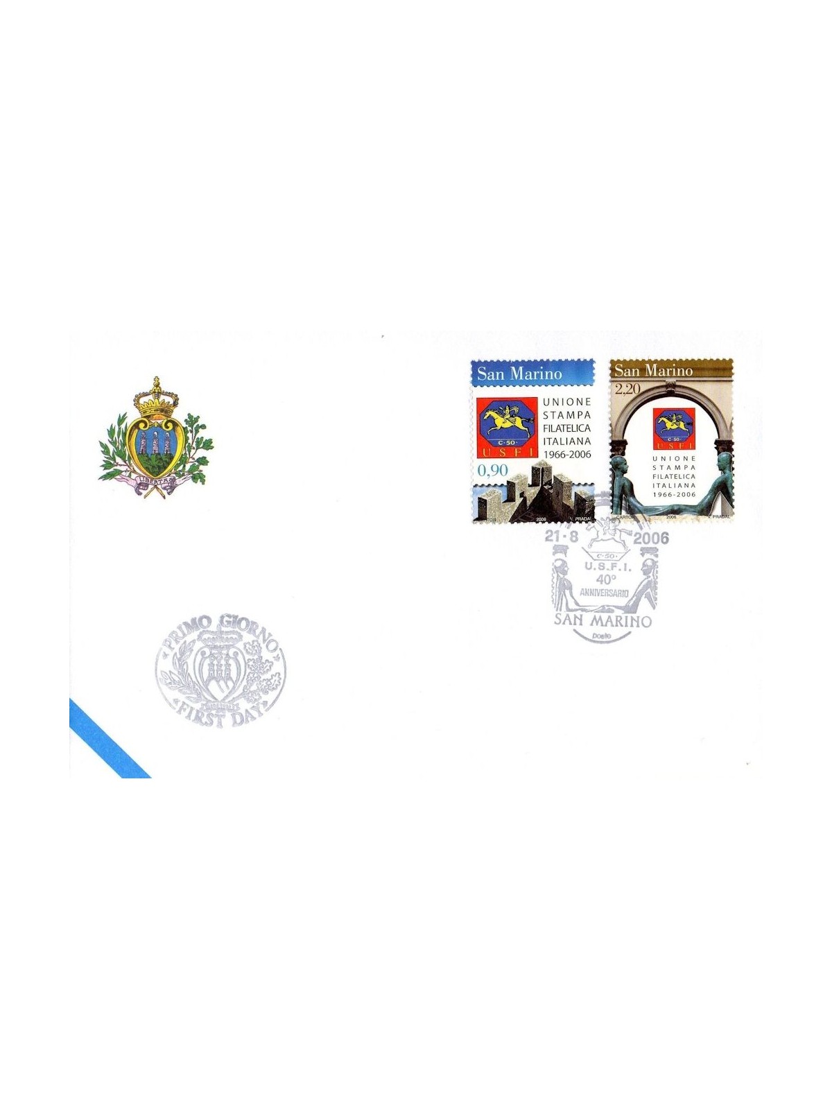 FDC SAN MARINO 2006 Italian Philatelic Press Union 1 Envelope nv