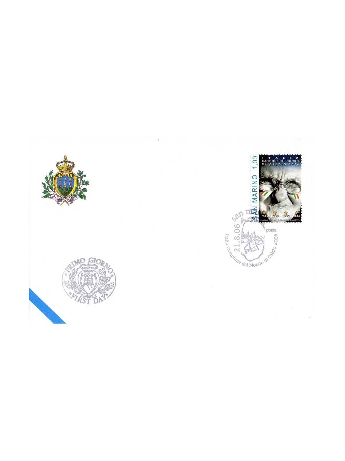 FDC SAN MARINO 2006 Italy World Cup Champion 1 Envelope nv