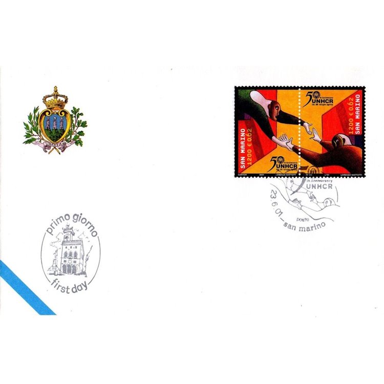 FDC SAN MARINO 2001 Refugees, UNHCR 1 Envelope nv
