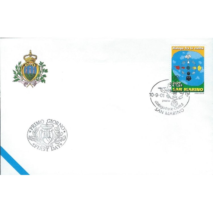 FDC SAN MARINO 2001 Dialogo tra civiltà 1 Busta nv