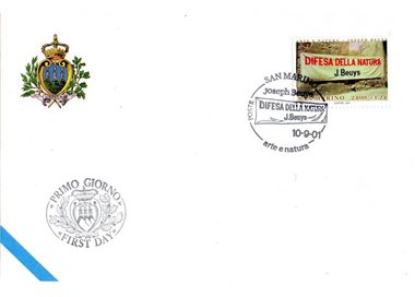 FDC SAN MARINO 2001 Arte e natura, Joseph Beuys 1 Busta nv
