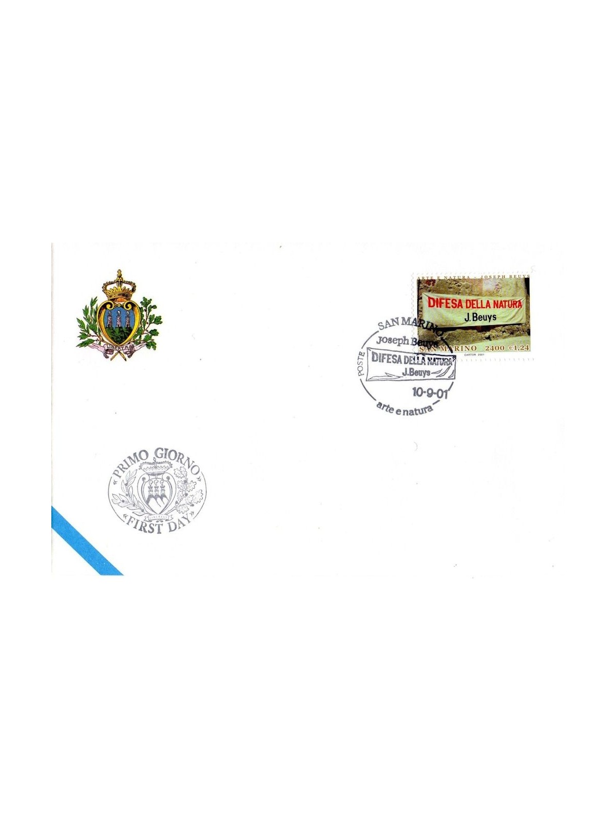 FDC SAN MARINO 2001 Art and nature, Joseph Beuys 1 Envelope nv