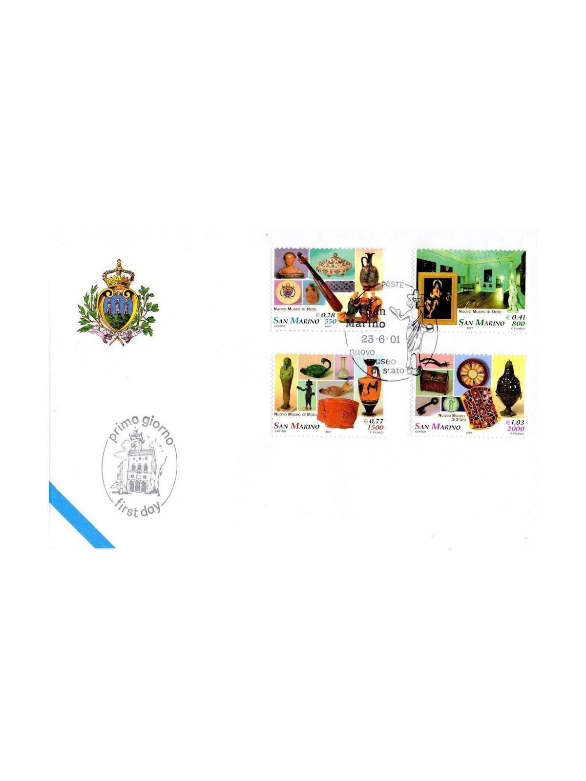FDC SAN MARINO 2001 Inauguration of the State Museum 1 Envelope nv