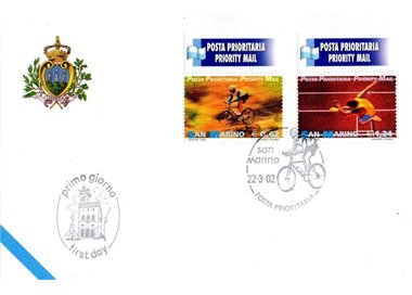 FDC SAN MARINO 2002 Posta prioritaria 1 Busta nv