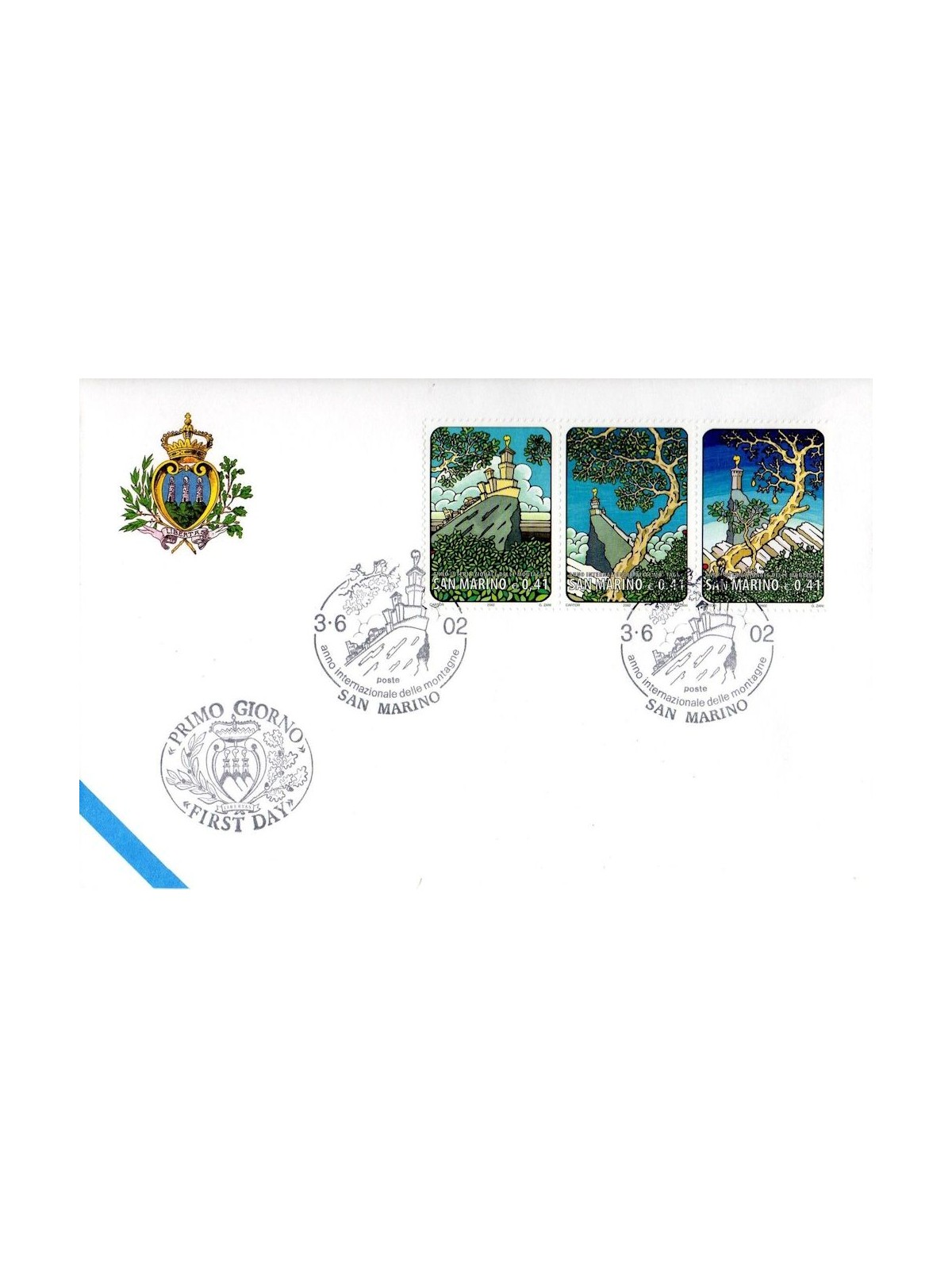 FDC SAN MARINO 2002 International Year of Mountains 1 Envelope nv