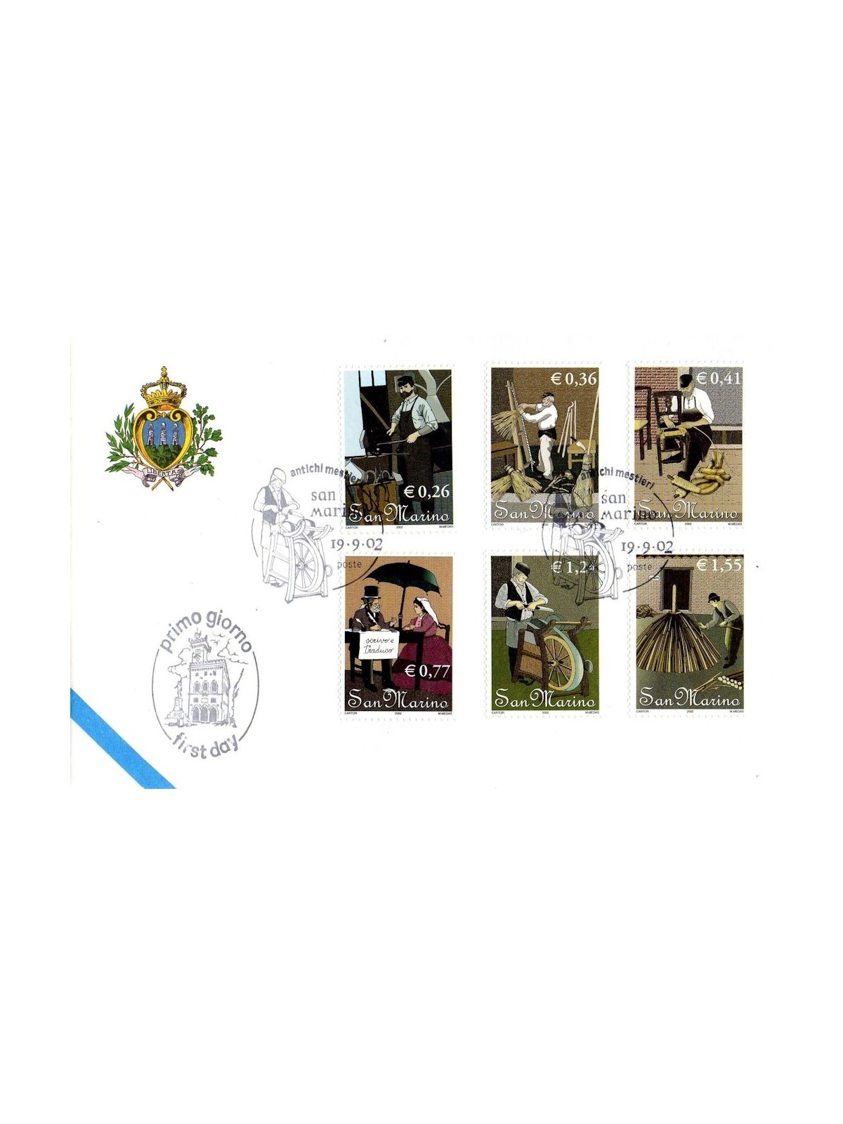 FDC SAN MARINO 2002 Antichi mestieri 1 Busta nv
