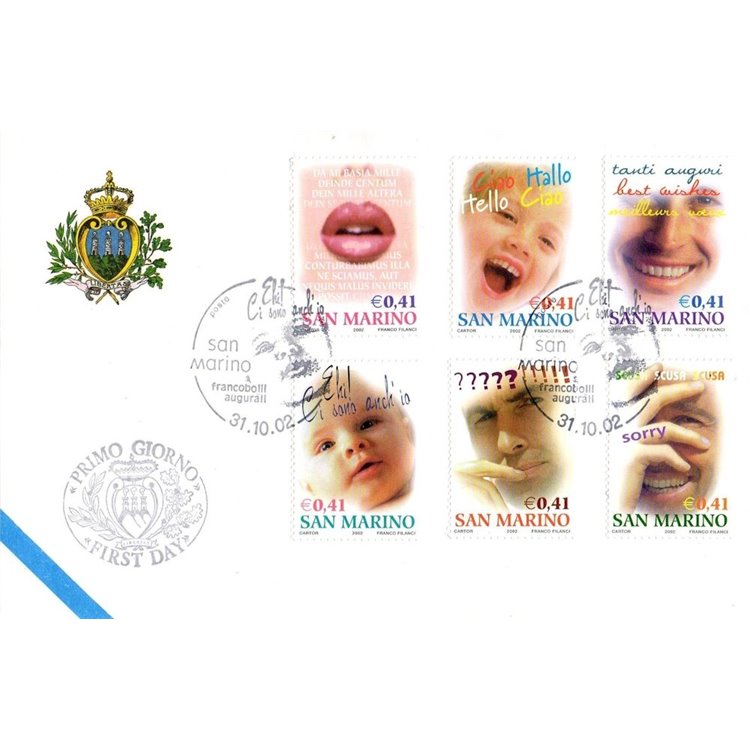 FDC SAN MARINO 2002 Francobolli augurali 1 Busta nv