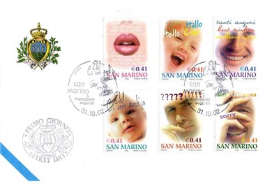 FDC SAN MARINO 2002 Francobolli augurali 1 Busta nv