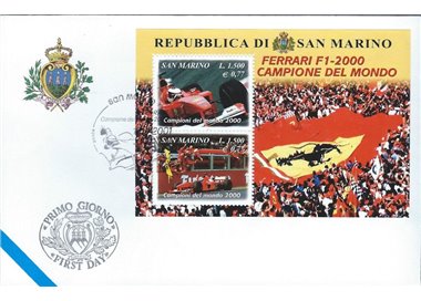 FDC SAN MARINO 2001 Ferrari Campione del Mondo BF 1 Busta nv