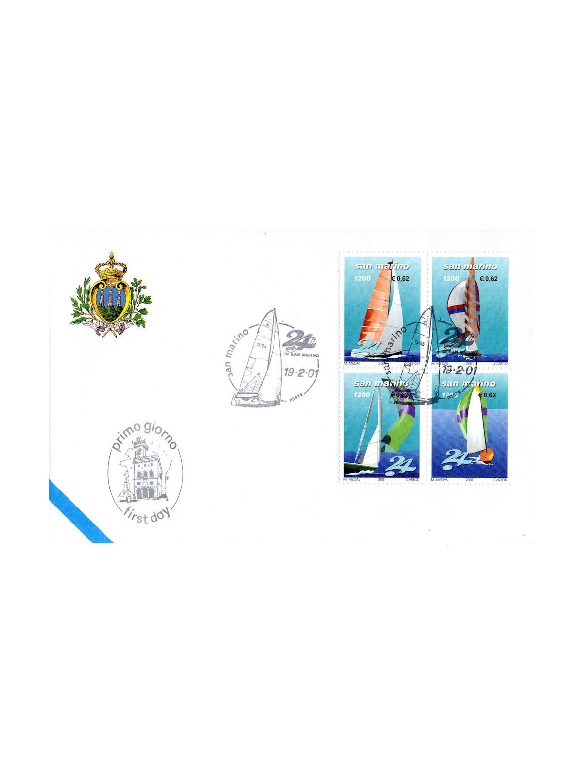 FDC SAN MARINO 2001 Sailing Regatta 1 Envelope nv
