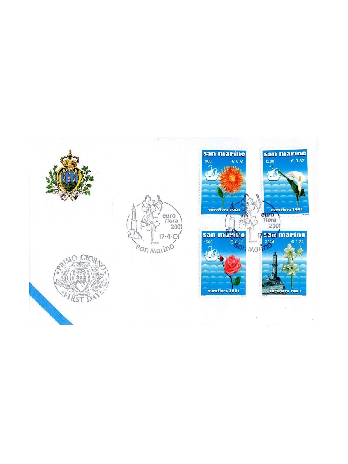 FDC SAN MARINO 2001 Euroflora 1 Busta nv