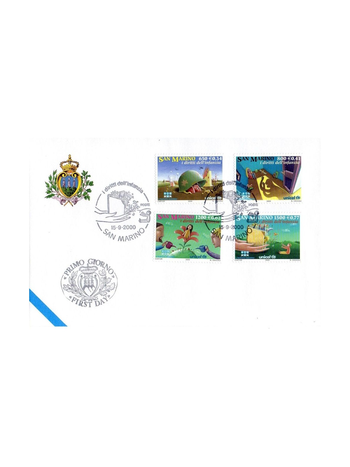 FDC SAN MARINO 2000 Diritti dell'Infanzia 1 Busta nv