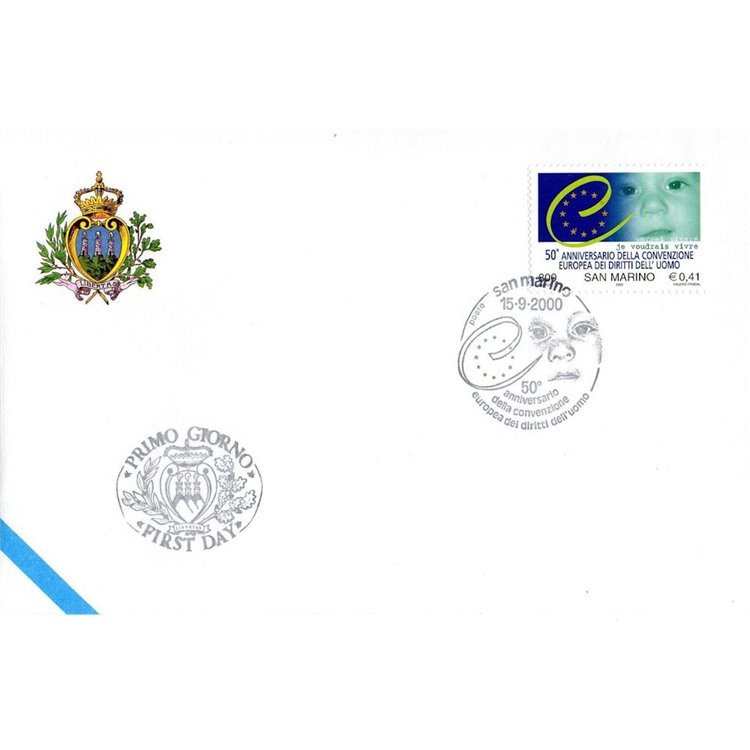 FDC SAN MARINO 2000 Diritti dell'uomo 1 Busta nv