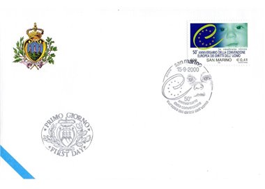 FDC SAN MARINO 2000 Human Rights 1 Envelope nv