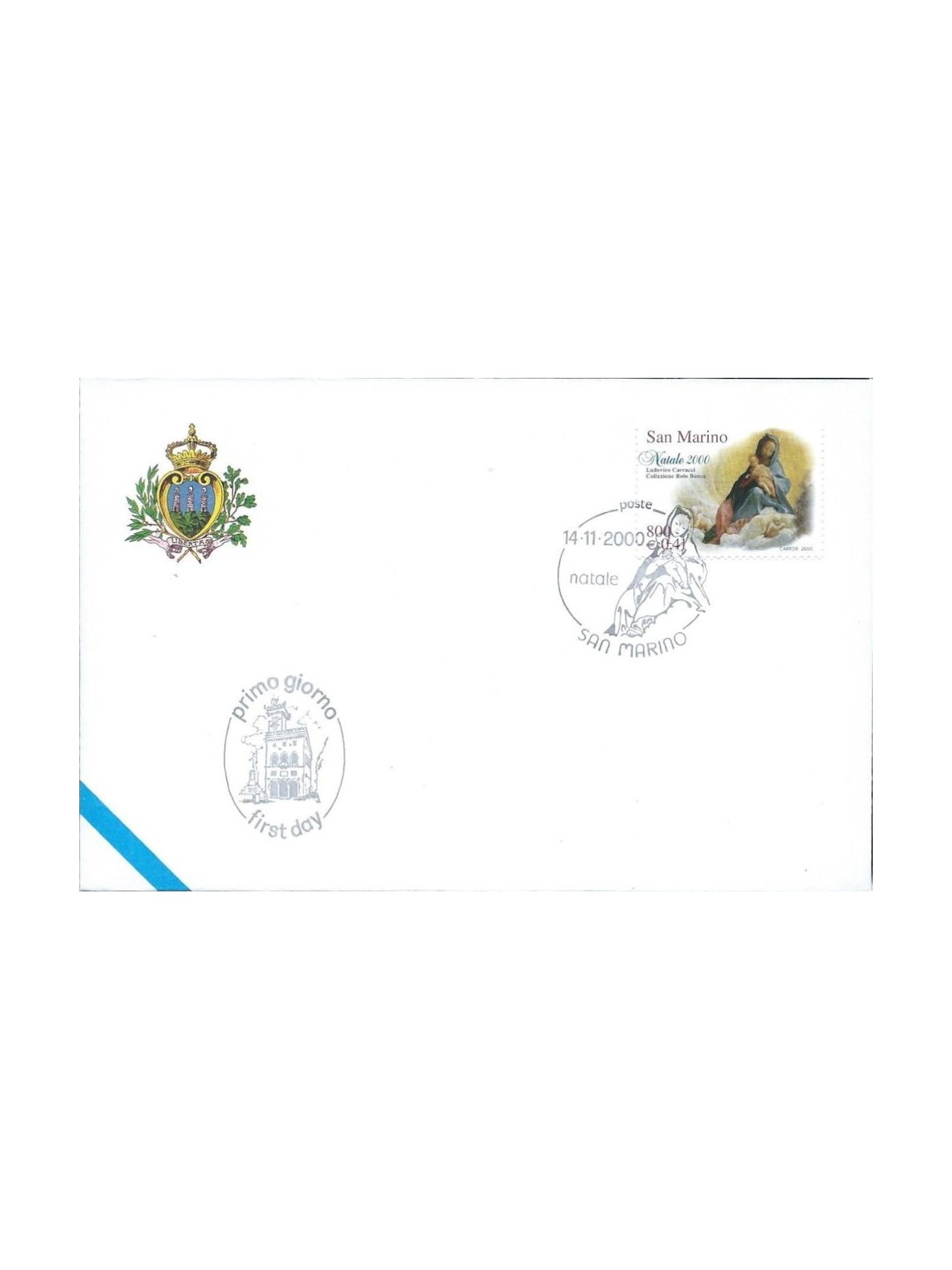 FDC SAN MARINO 2000 Christmas 1 Envelope nv