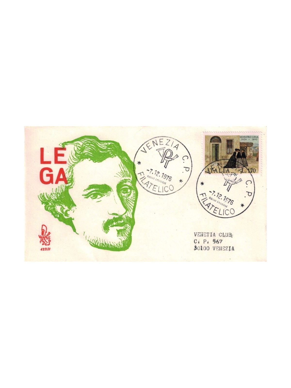 ITALY 1976 FDC (Venice) Silvestro Lega ord ve