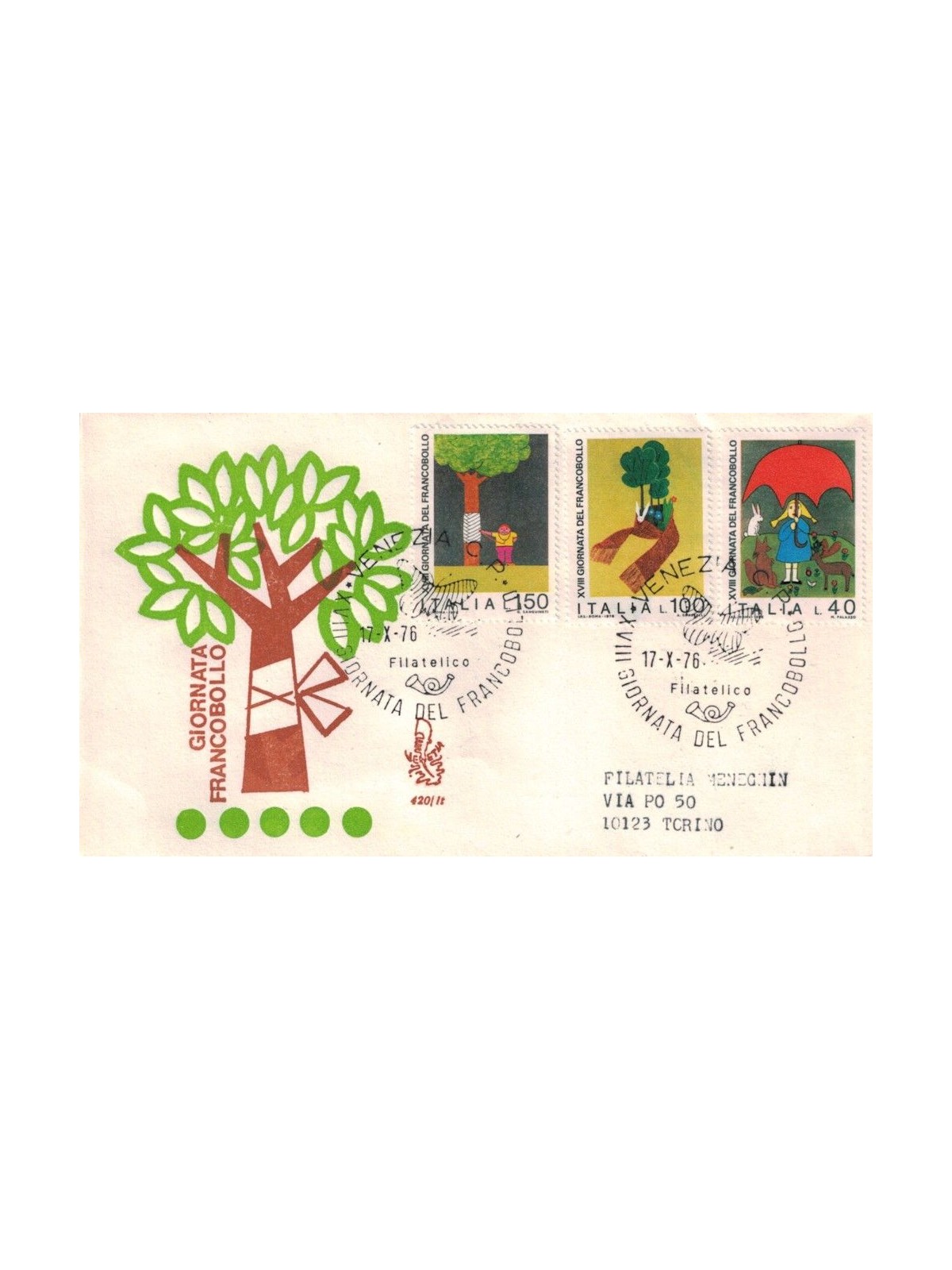 ITALIA 1976 FDC (Venetia) Giornata del francobollo racc ve