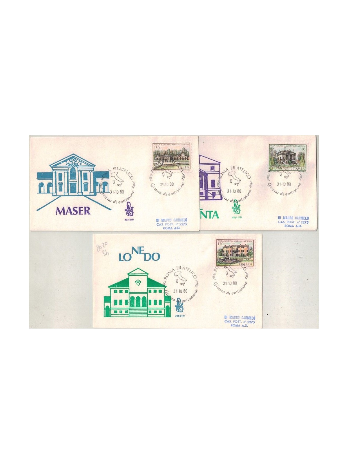 ITALY 1980 FDC (Venetia) Villas ord rm