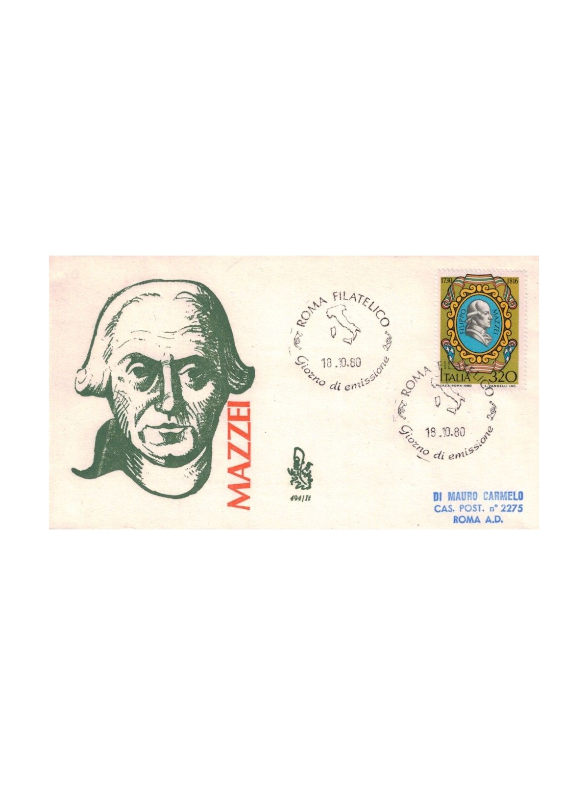 ITALY 1980 FDC (Venice) Filippo Mazzei ord rm