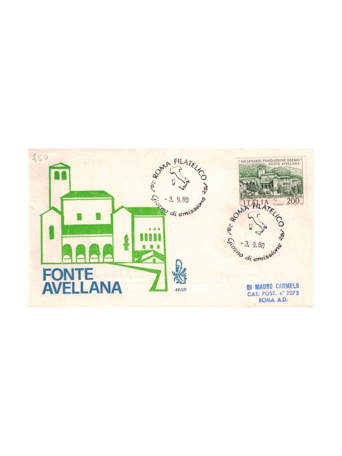 ITALIA 1980 FDC (Venetia) Fonte Avellana ord rm