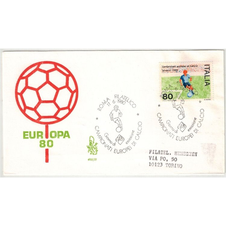 ITALIA 1980 FDC (Venetia) Europei di calcio ord