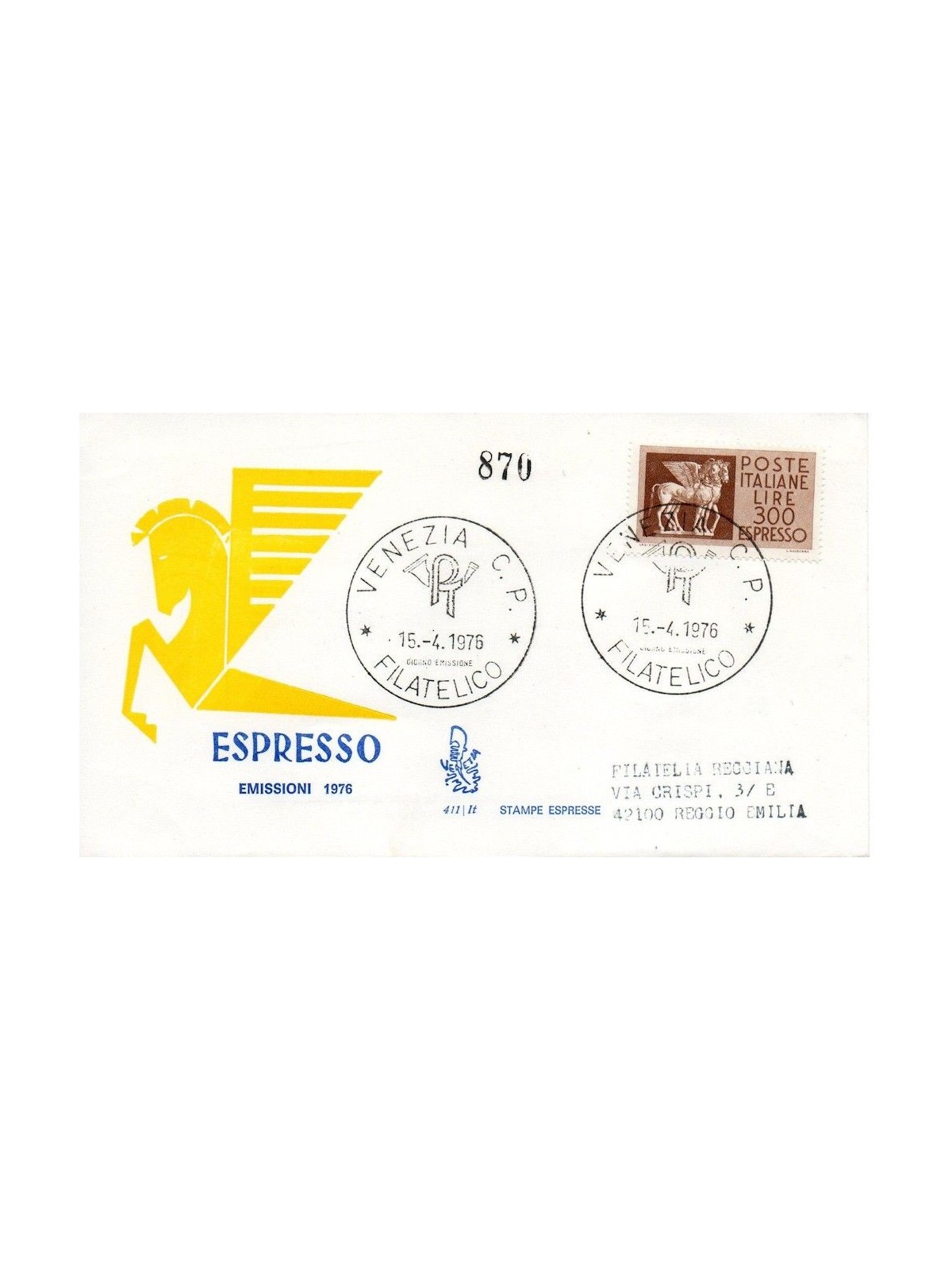 ITALIA 1976 FDC (Venetia) Espresso racc