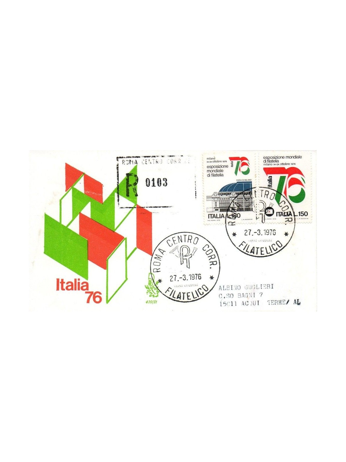 ITALIA 1976 FDC (Venetia) Expo filatelia racc rm