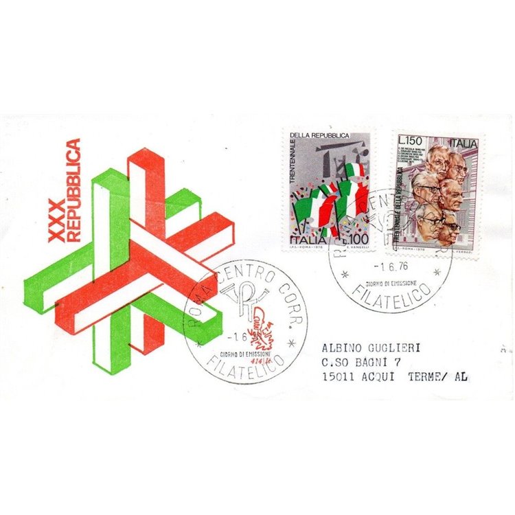ITALY 1976 FDC (Venice) Anniversary of the Republic