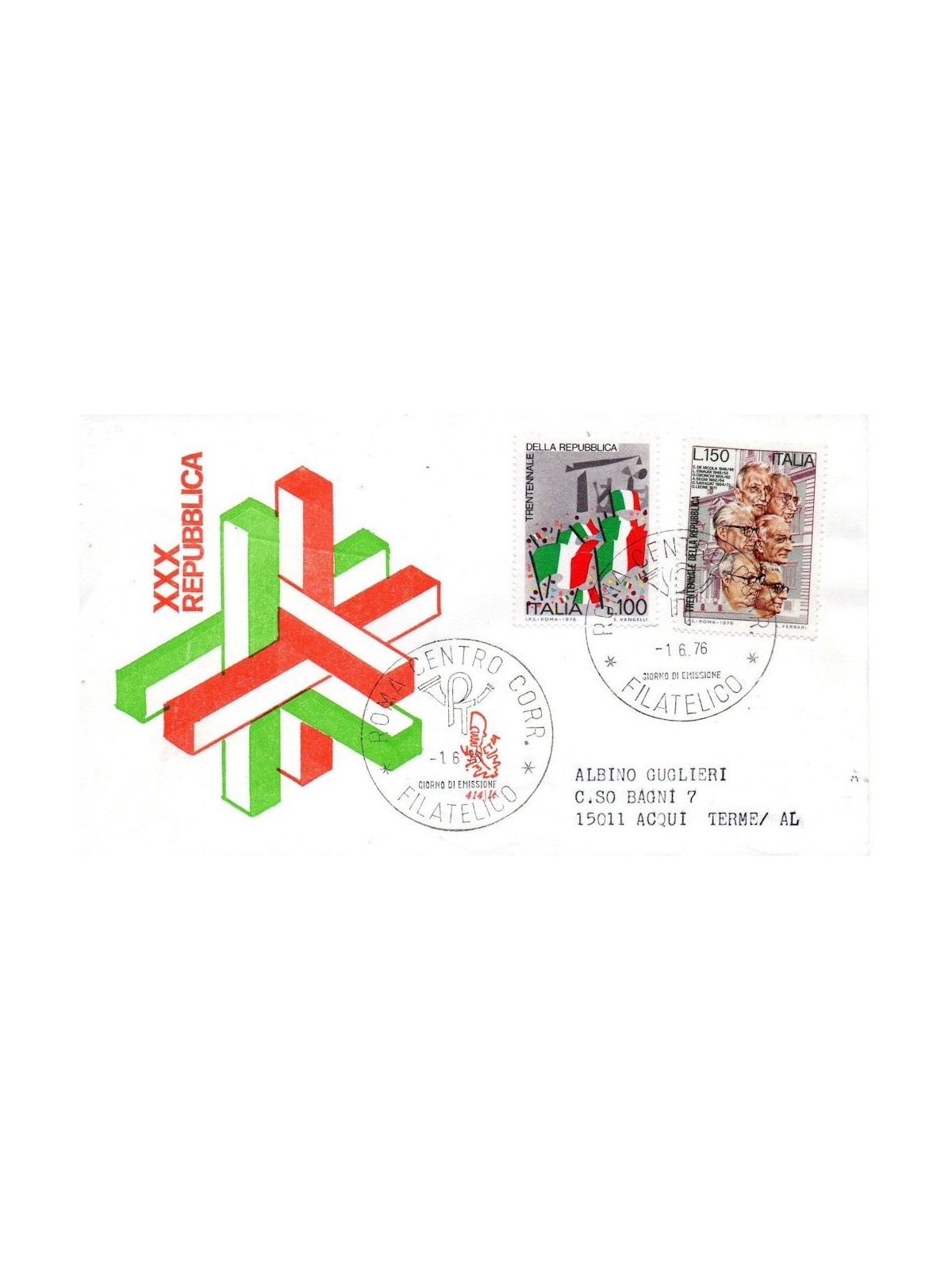 ITALY 1976 FDC (Venice) Anniversary of the Republic
