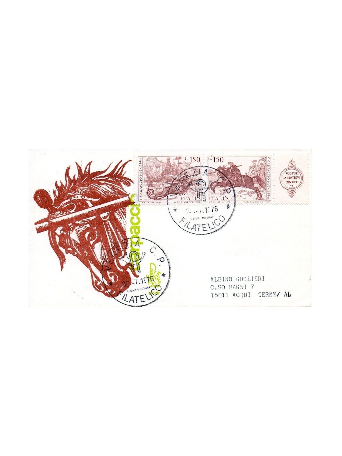 ITALIA 1976 FDC (Venetia) Carpaccio ord
