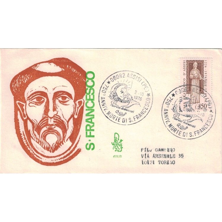 ITALIA 1976 FDC (Venetia) San Francesco