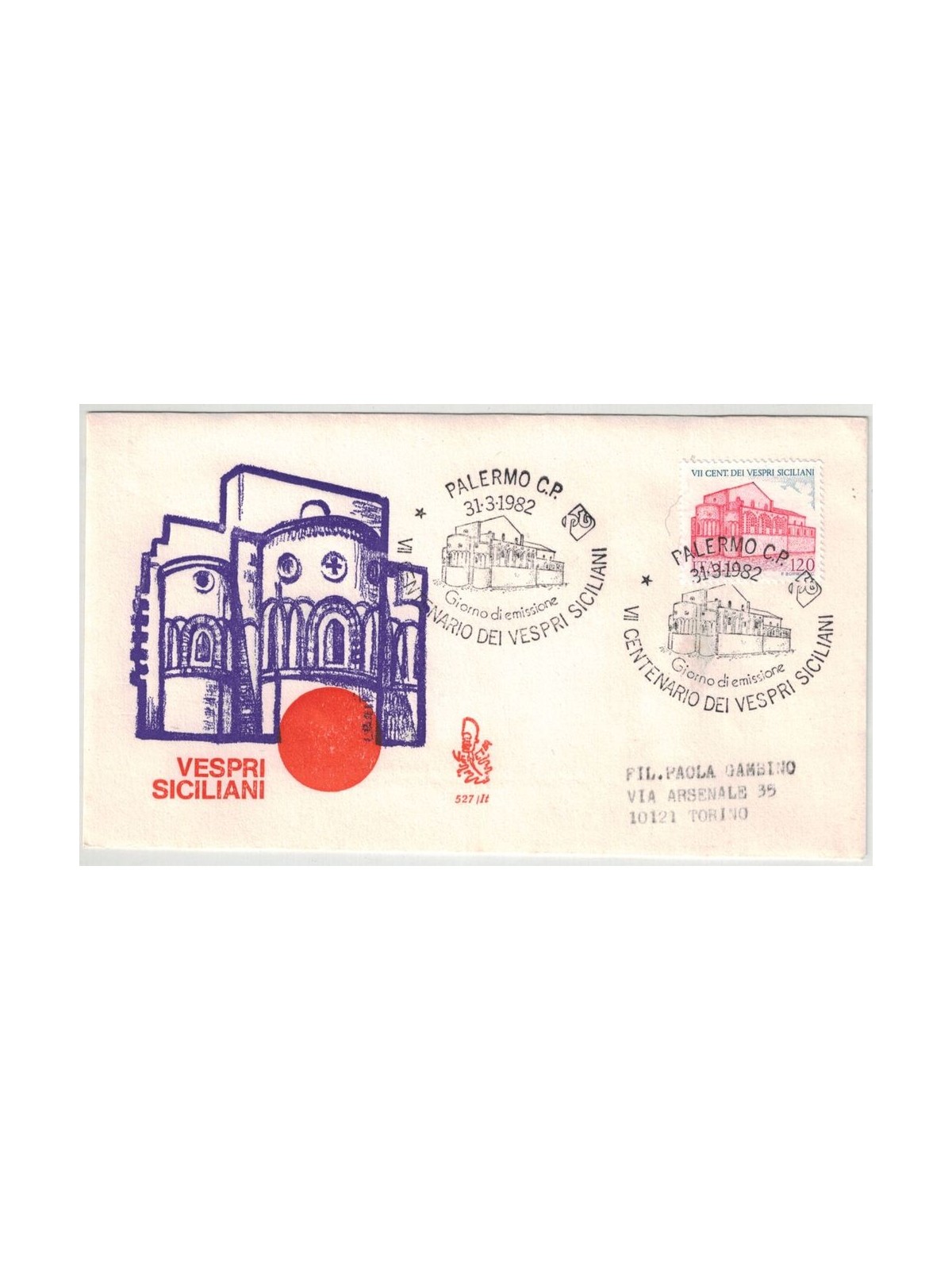 ITALIA 1982 FDC (Venetia) Vespri Siciliani
