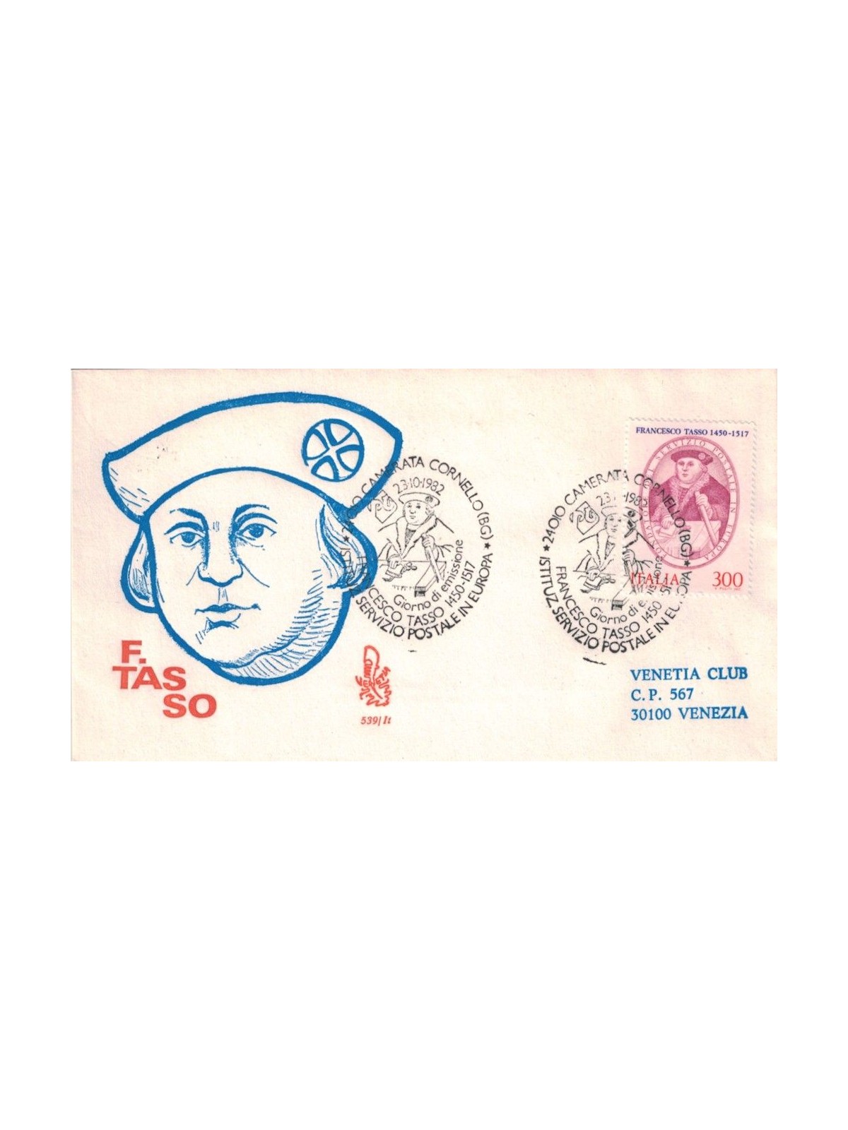 ITALIA 1982 FDC (Venetia) Francesco Tasso