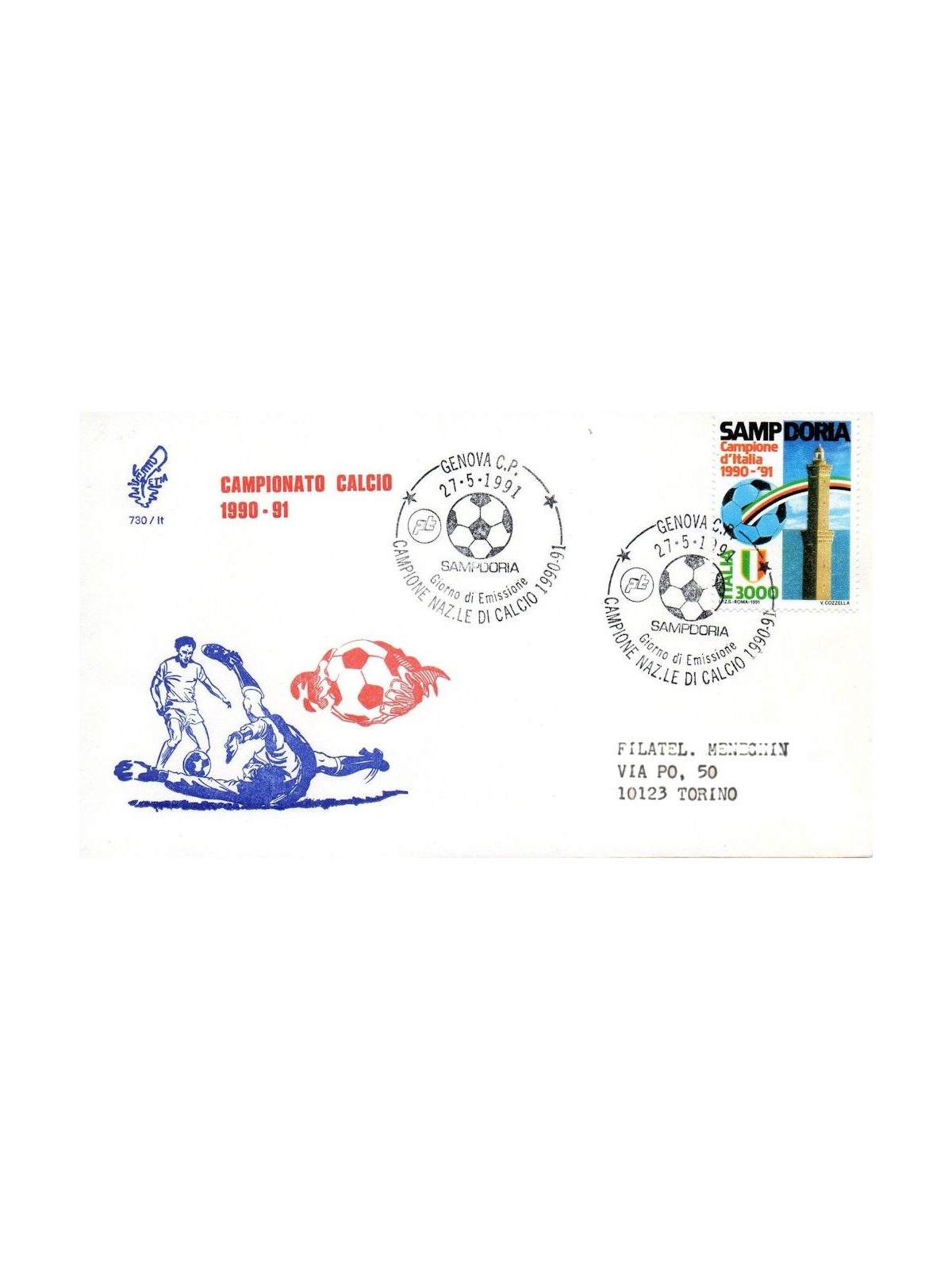 ITALIA 1991 FDC (Venetia) Sampdoria campione